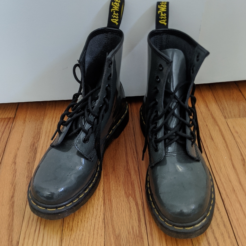 Gray Patent Leather Doc Martens
